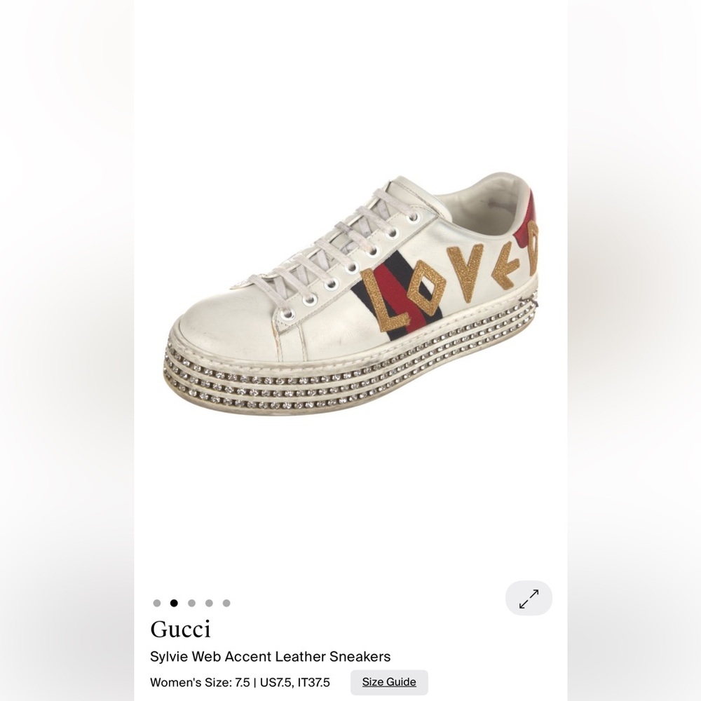 Gucci bedazzled gold, red & blue sneakers